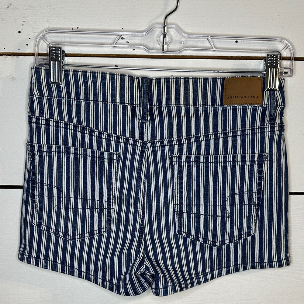 American Eagle Outfitters Hi-Rise Shortie Striped Jean Shorts - Picture 3 of 9